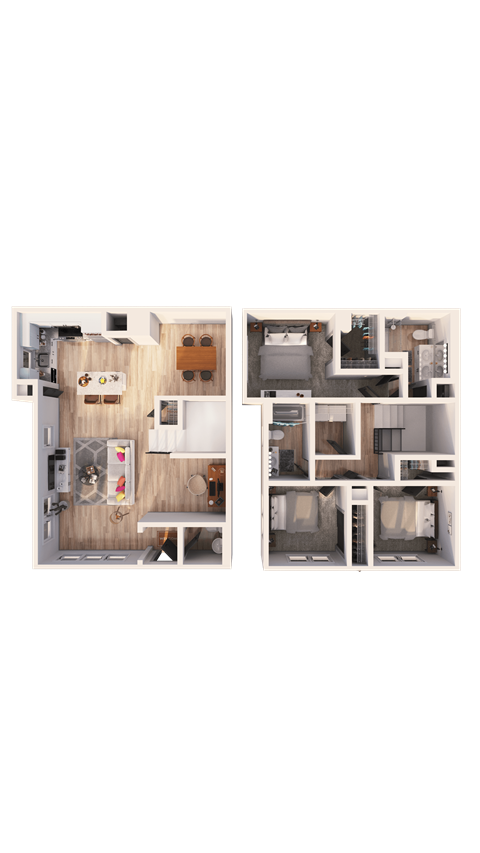 Floor plan for 3 beds, 2 baths, 1745 sqft